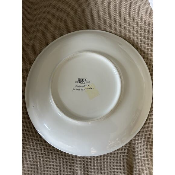 12” Serving Platter Cake Plate Block Bernarda Poinsettia Mary Lou Goertzen Round - Picture 2 of 4